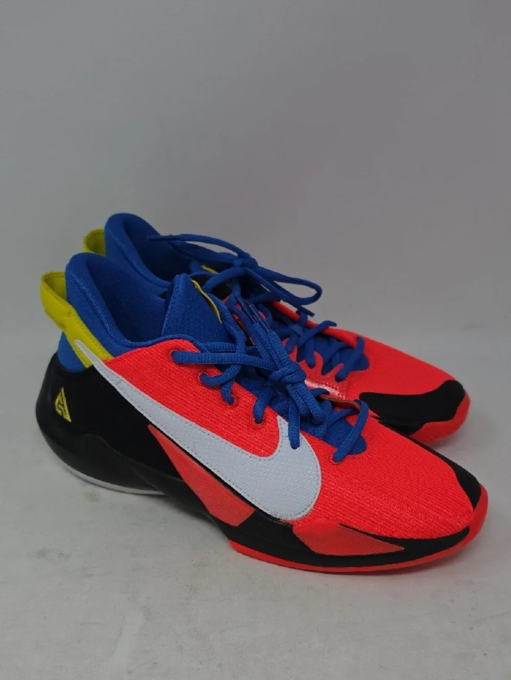 Nike Freak Bright Red & Royal Blue Low-Top Athletic Sneakers with Yellow Size 7Y